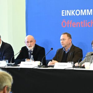Pressekonferenz von dbb und ver.di zur Forderungsaufstellung für die Einkommensrunde im öffentlichen Dienst der Länder. ©Marco Urban